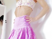 Blonde Fit Milf in a pink short skirt, dancing 5/16