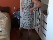 Cute stepmom gets dressed and undressed, she is recorded at a family reunion