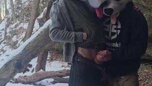 Family Hike 🔥 Cute Boy @AngryBarks Makes His Older Step Brother Cum Hard On Public Trail💦