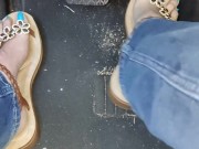 Big feet driving fast spending with Sandals under my mean sexy feet 11/16