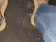 Big feet driving fast spending with Sandals under my mean sexy feet 4/16