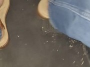 Big feet driving fast spending with Sandals under my mean sexy feet 6/16