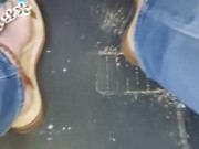 Big feet driving fast spending with Sandals under my mean sexy feet 7/16