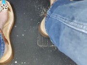 Big feet driving fast spending with Sandals under my mean sexy feet