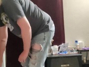 Dusting all over with a face mask and baggy jeans 10/16