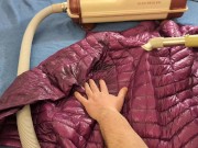 Vacuuming Girlfriend's Pink Ghost Whisperer Down Jacket with vintage Electrolux 10/16