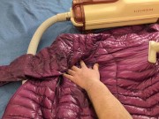 Vacuuming Girlfriend's Pink Ghost Whisperer Down Jacket with vintage Electrolux 4/16