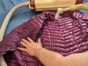 Vacuuming Girlfriend's Pink Ghost Whisperer Down Jacket with vintage Electrolux 6/16