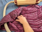 Vacuuming Girlfriend's Pink Ghost Whisperer Down Jacket with vintage Electrolux 8/16