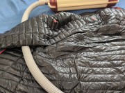 Vacuuming Dark Shark Ghost Whisperer Down Jacket with Vintage Electrolux Vacuum Cleaner 14/16