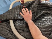 Vacuuming Dark Shark Ghost Whisperer Down Jacket with Vintage Electrolux Vacuum Cleaner 15/16