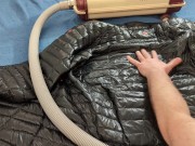 Vacuuming Dark Shark Ghost Whisperer Down Jacket with Vintage Electrolux Vacuum Cleaner 6/16