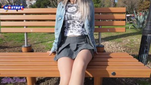 Cumming hard in public place - Remote control vibrator made my panties wet