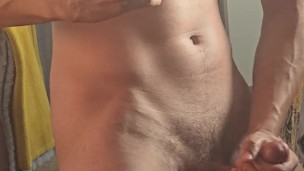 Quick solo jerk off and eating cum