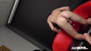 Handsome curly boy with big pink cock