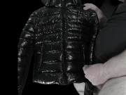 Big Cumshot on my Girlfriend's Luxurious Black 'R' Super soft Shiny Down Jacket !! 4/16