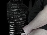 Big Cumshot on my Girlfriend's Luxurious Black 'R' Super soft Shiny Down Jacket !! 9/16