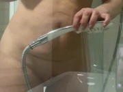 My stepmom is teasing me in the shower, knowing that I'm filming her on my phone camera 1/16