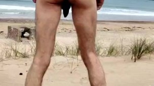 Enema fart at the beach