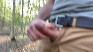 Quick verbal cum in the woods! Close-up POV!
