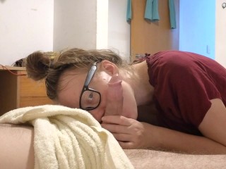 The wife of the boss sucks him