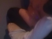 Cumming in front of window  while neighbor watches 12/16