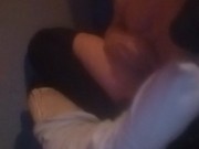 Cumming in front of window  while neighbor watches 13/16