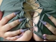 Jerking off these fucking tits, make his cock harder 1/16