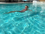 Monika Fox Poses In Pink Bikini And Swims In Pool Surrounded By Skyscrapers 9/16