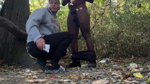 Interracial Risky RAW PUBLIC Sex On The Wood Trails! OUTSIDE CREAMPIE BREEDING!
