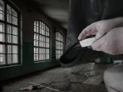 Cumshot on Girlfriend's super soft Vegan Leather Pants 1/16