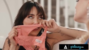 GIRLSWAY - Roommates Charlotte Stokely & Vanessa Sky Share Panties As Trophies From Their Dates