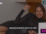 Horny Step mom jerks off step son to helps cum in share bed 3/16