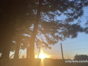 girl peeing with the sunset in the field 12/16