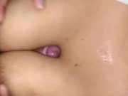 Masturbating my husband with my big tits...!!! Slow Motion 1/16