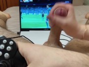 He tries to play FIFA while she plays with his COCK!!! (Man City vs Liverpool) 10/16