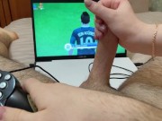 He tries to play FIFA while she plays with his COCK!!! (Man City vs Liverpool) 3/16