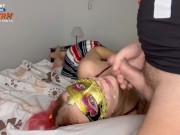 Cute girl furiously attacks a big cock to get her portion of hot cum. 16/16