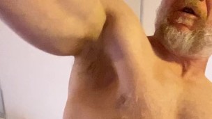 Verbal aggressive muscular Daddy fucks you hard, flexes and showers you with cum!