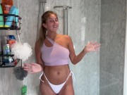Petite Teen | showering with wet sexy clothing *NUDE* 1/16
