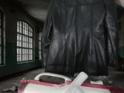 Vacuuming Girlfriend's Italian Leather Cute Jacket with vintage Electrolux Vacuum Cleaner 14/16