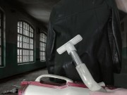 Vacuuming Girlfriend's Italian Leather Cute Jacket with vintage Electrolux Vacuum Cleaner 16/16