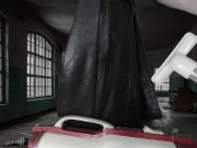 Vacuuming Girlfriend's Italian Leather Cute Jacket with vintage Electrolux Vacuum Cleaner 2/16