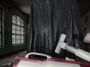 Vacuuming Girlfriend's Italian Leather Cute Jacket with vintage Electrolux Vacuum Cleaner 3/16