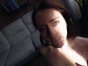 cute college girl suck my big white cocks & get all my load on her small tits - little arden 16/16