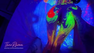 Neon Glow Hardcore – Wild Fluorescent Sex on the Bed with TheoRhena!