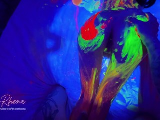 Neon Glow Hardcore – Wild Fluorescent Sex on the Bed with TheoRhena!
