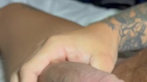 Milking my uncut cock from soft to hard. Watch me grow
