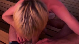 Stranger twink sucked big cock in sauna