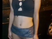 Tiny Typhany no panties and public upskirt in party 3/16